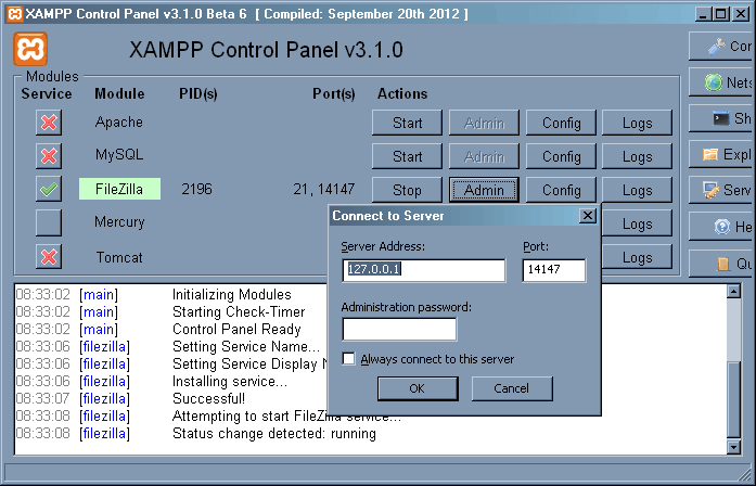 Connect to FileZilla Server